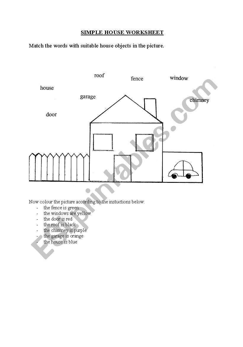 simple house test worksheet