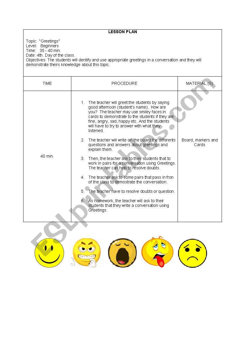 Greetings worksheet