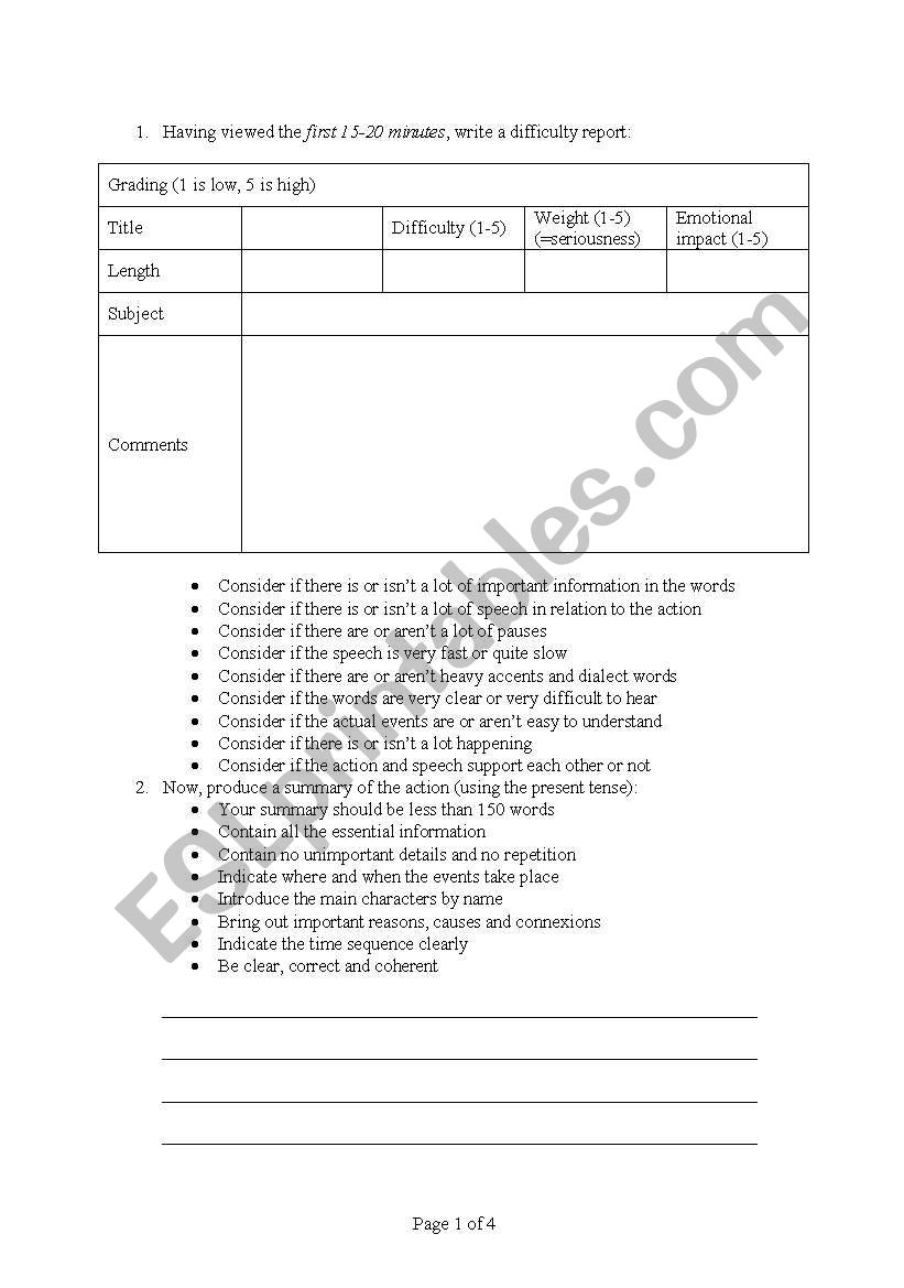 Film worksheet worksheet