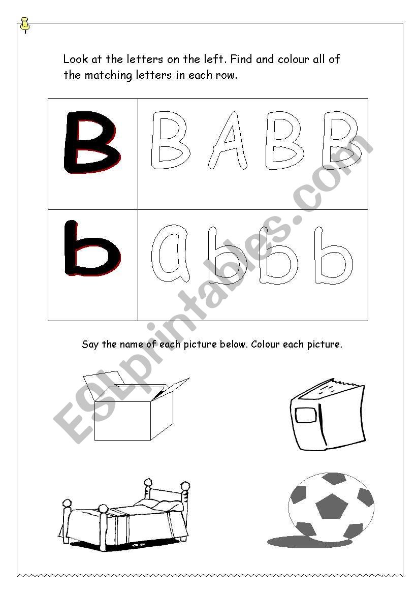 say and colour b  worksheet