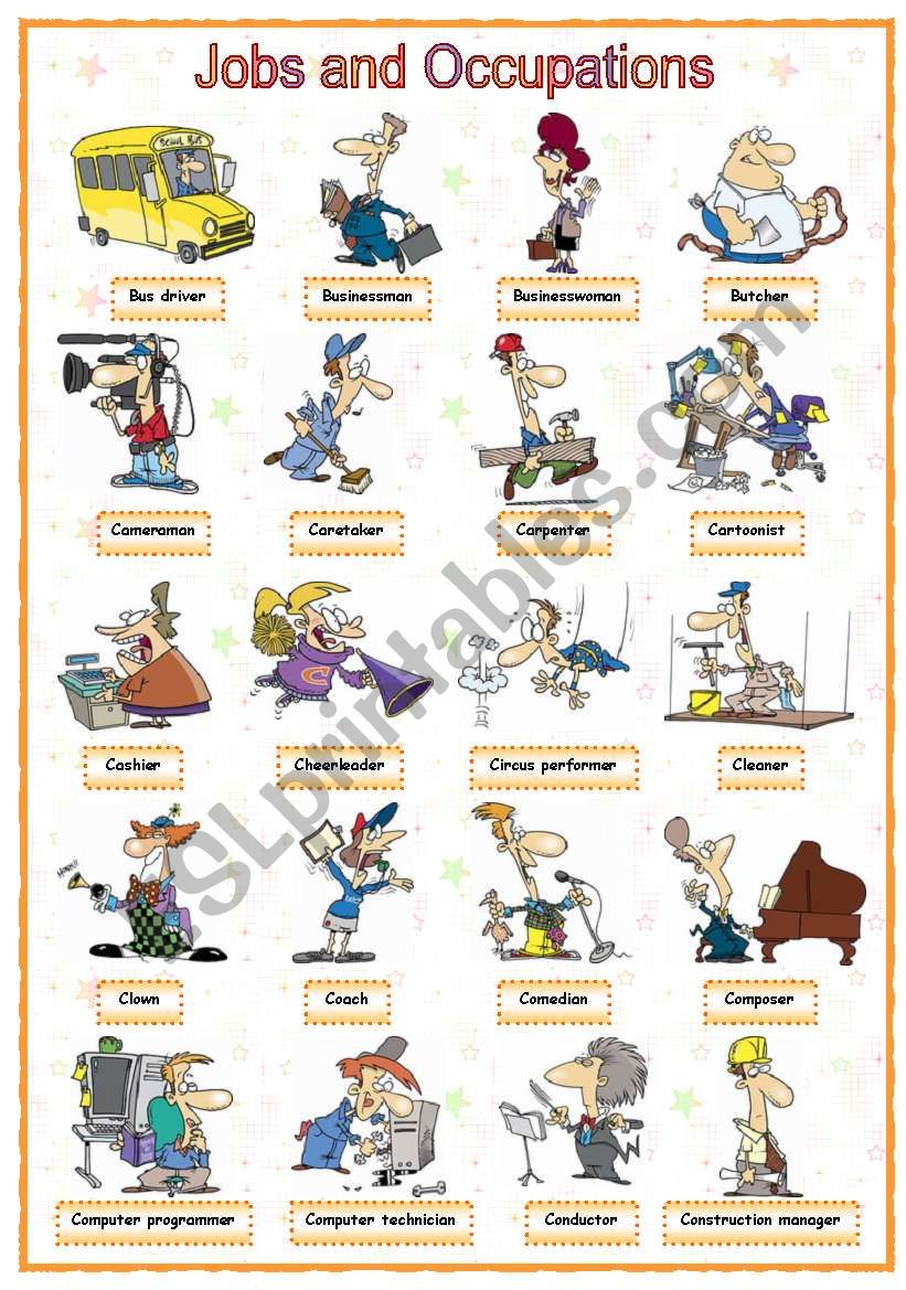 Jobs and occupations (2 of 8) worksheet