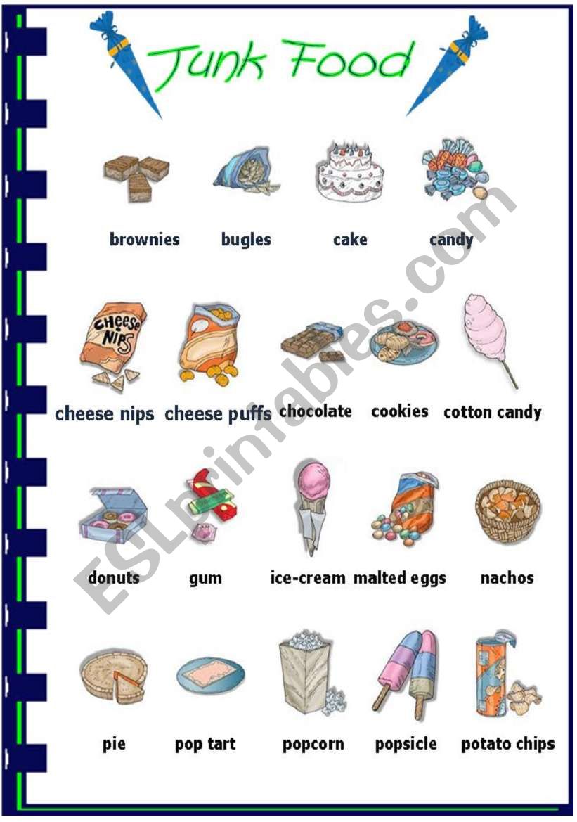 Junk food worksheet