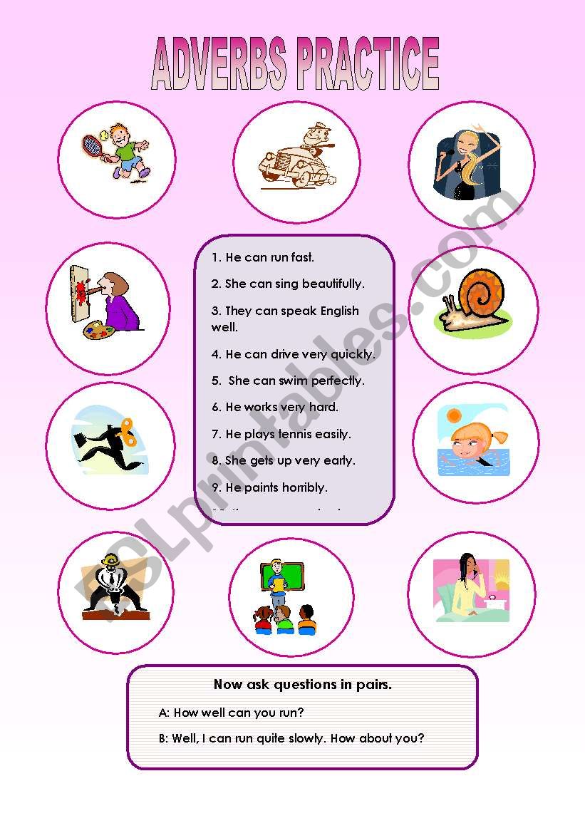 Adverbs practice worksheet