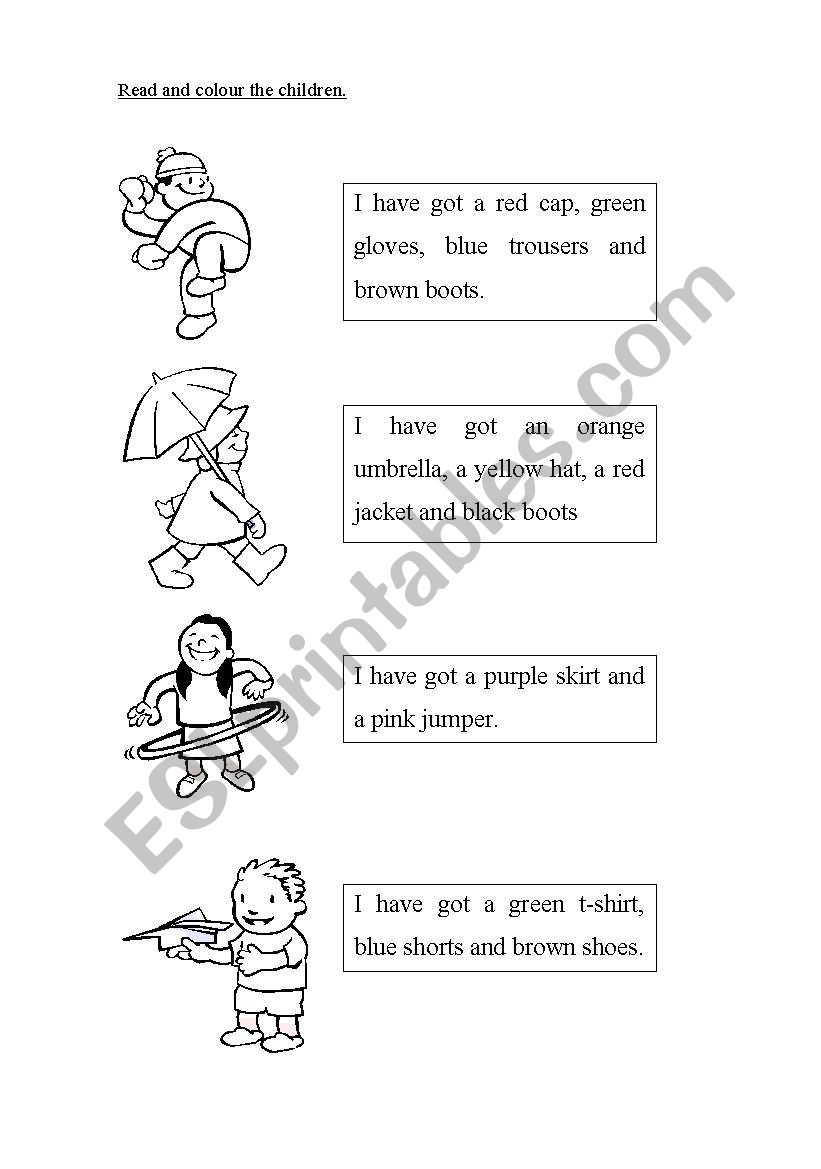 Read and colour worksheet