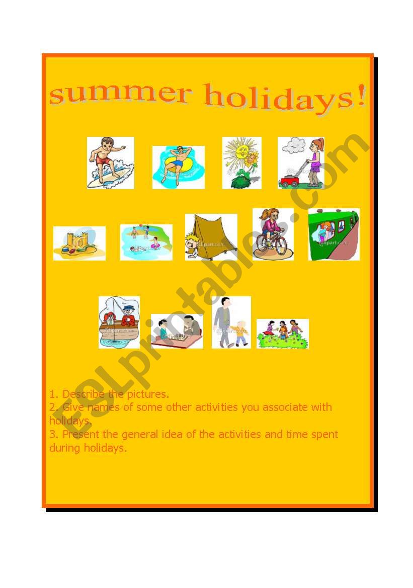 summer holidays worksheet