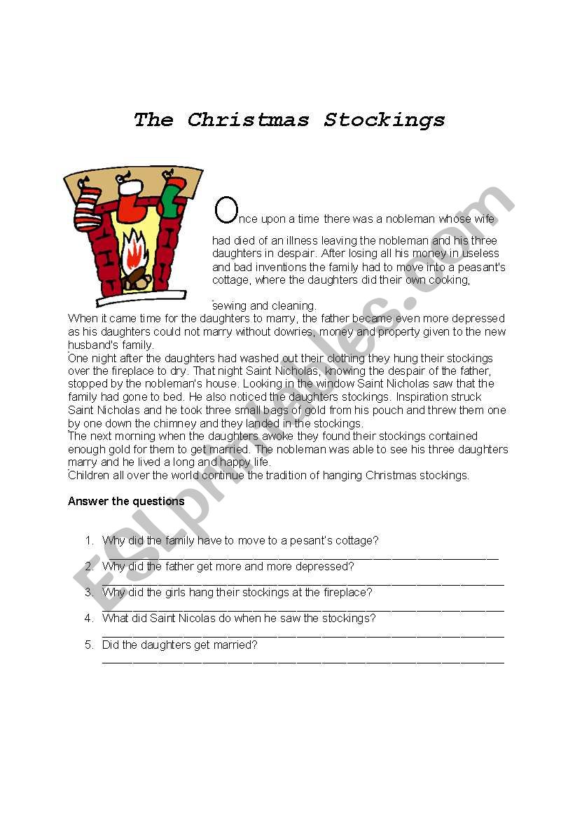 THE CHRISTMAS STOCKING worksheet