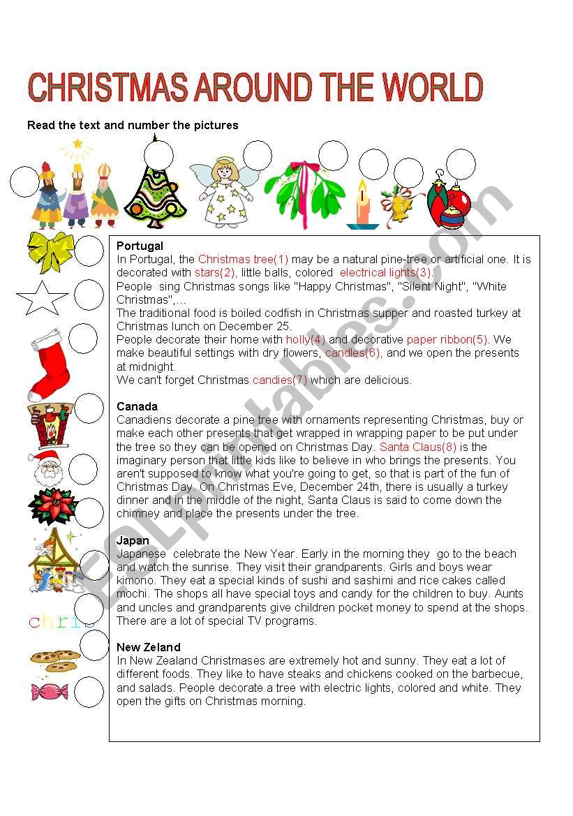 CHRISTMAS AROUND THE WORLD worksheet