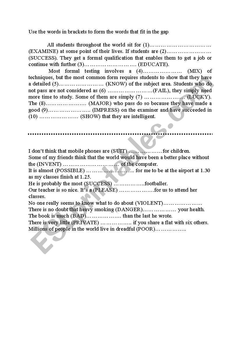 Word Formation (2) worksheet