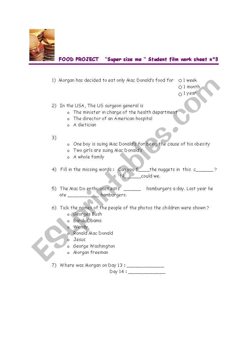 supersize me film quiz part 2 worksheet