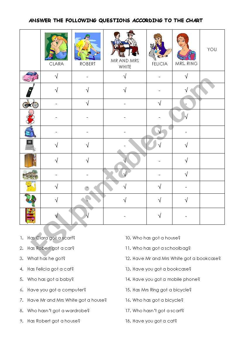 have got - has got worksheet