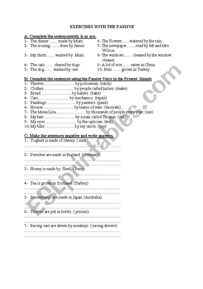 passive voice worksheet