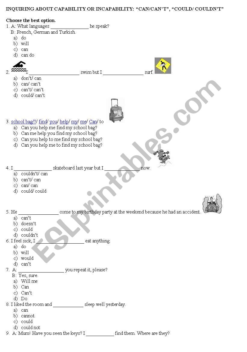 can/cannot/could/couldnot worksheet