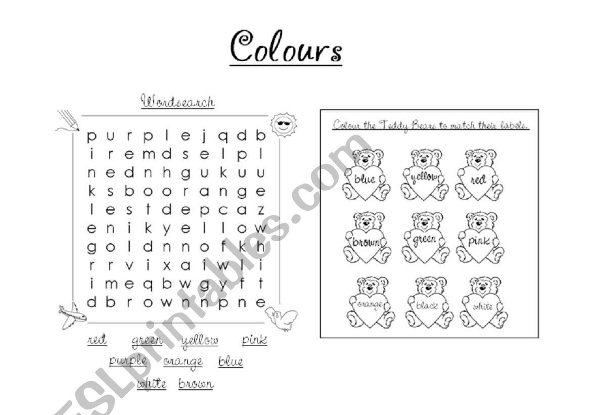 Colours  worksheet