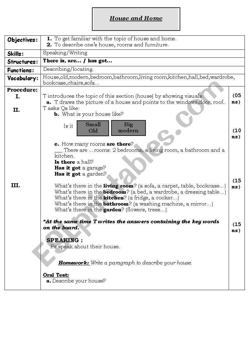 House and home. worksheet