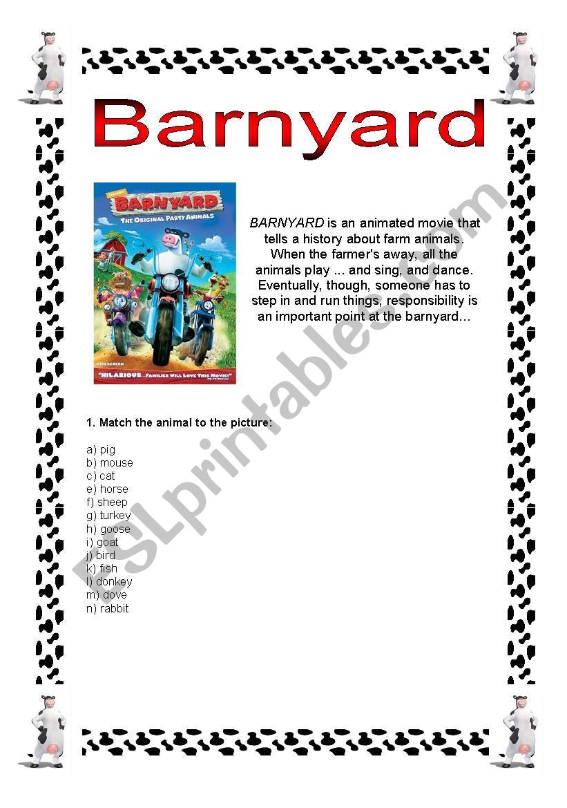 Watching Barnyard - Part 1 worksheet
