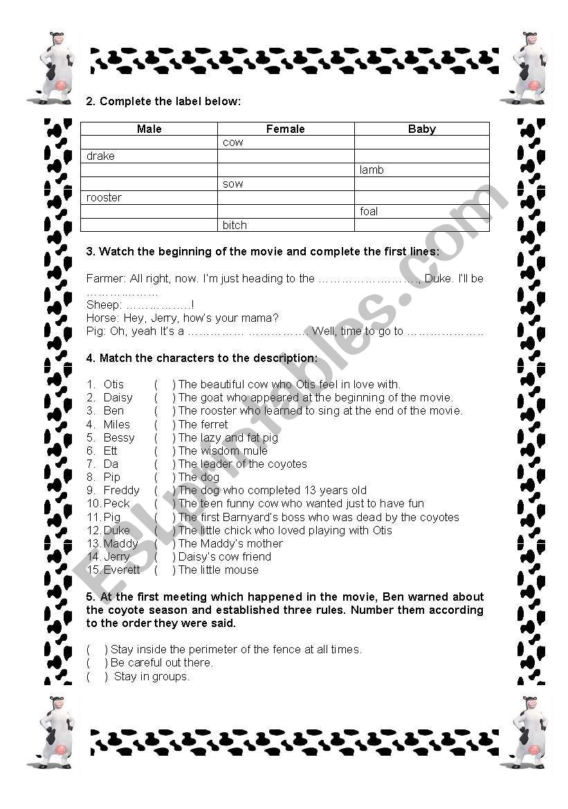 Watching Barnyard - Part 2 worksheet