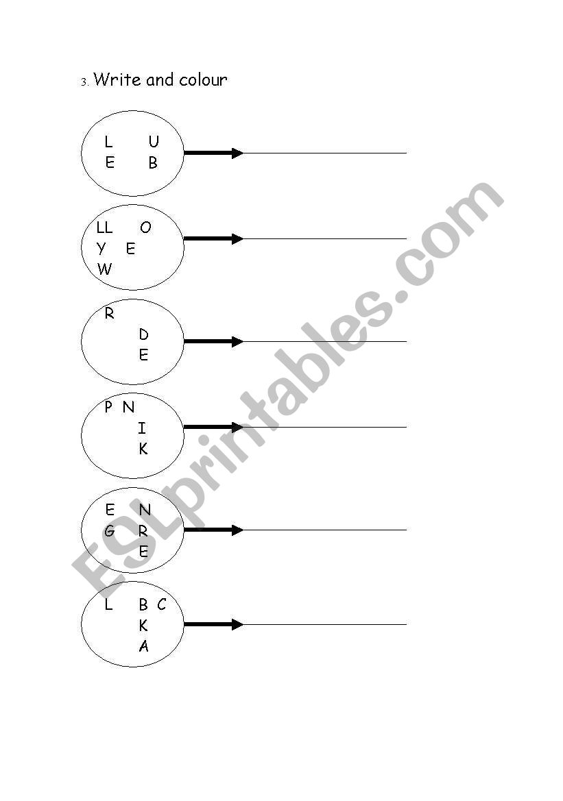 Colours worksheet