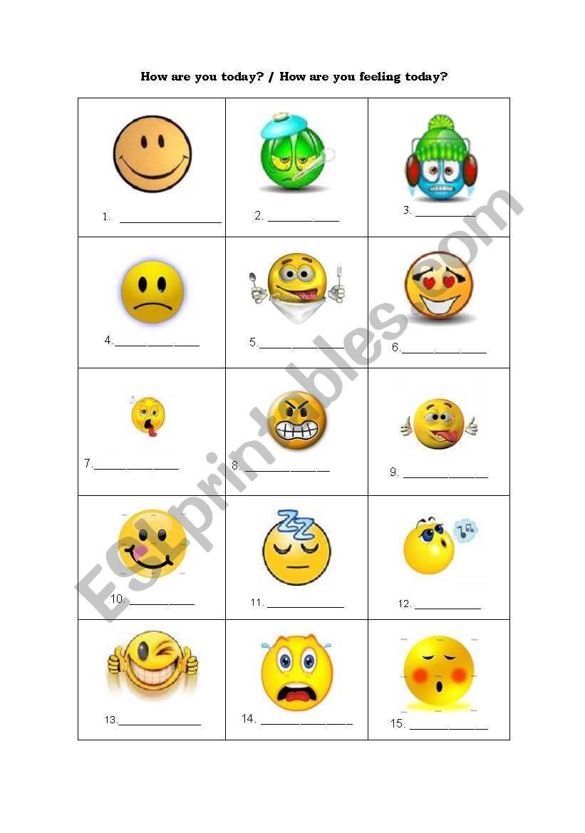 How are you feeling today? worksheet