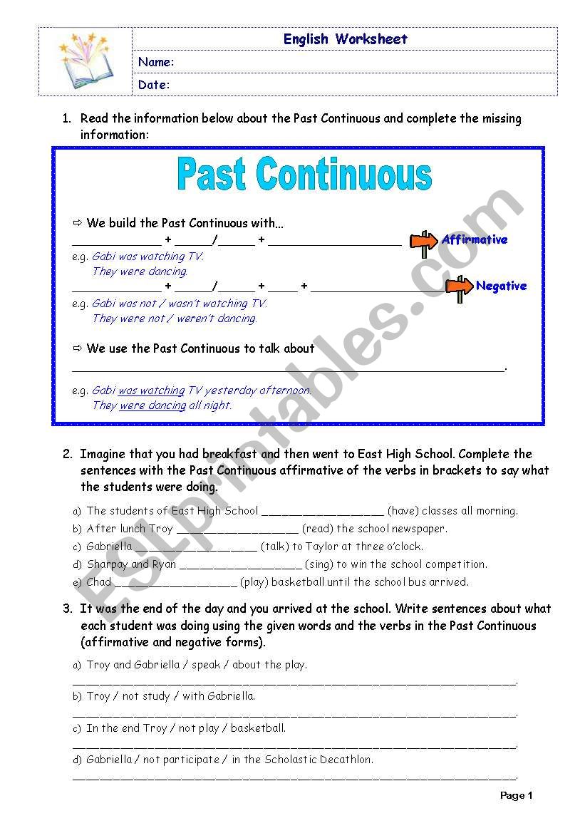 Past Continuous worksheet