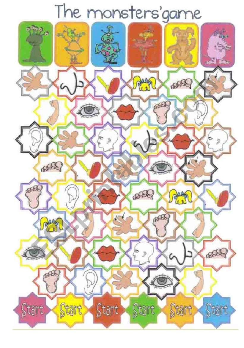 The monstersÂ´ game 1/2 worksheet