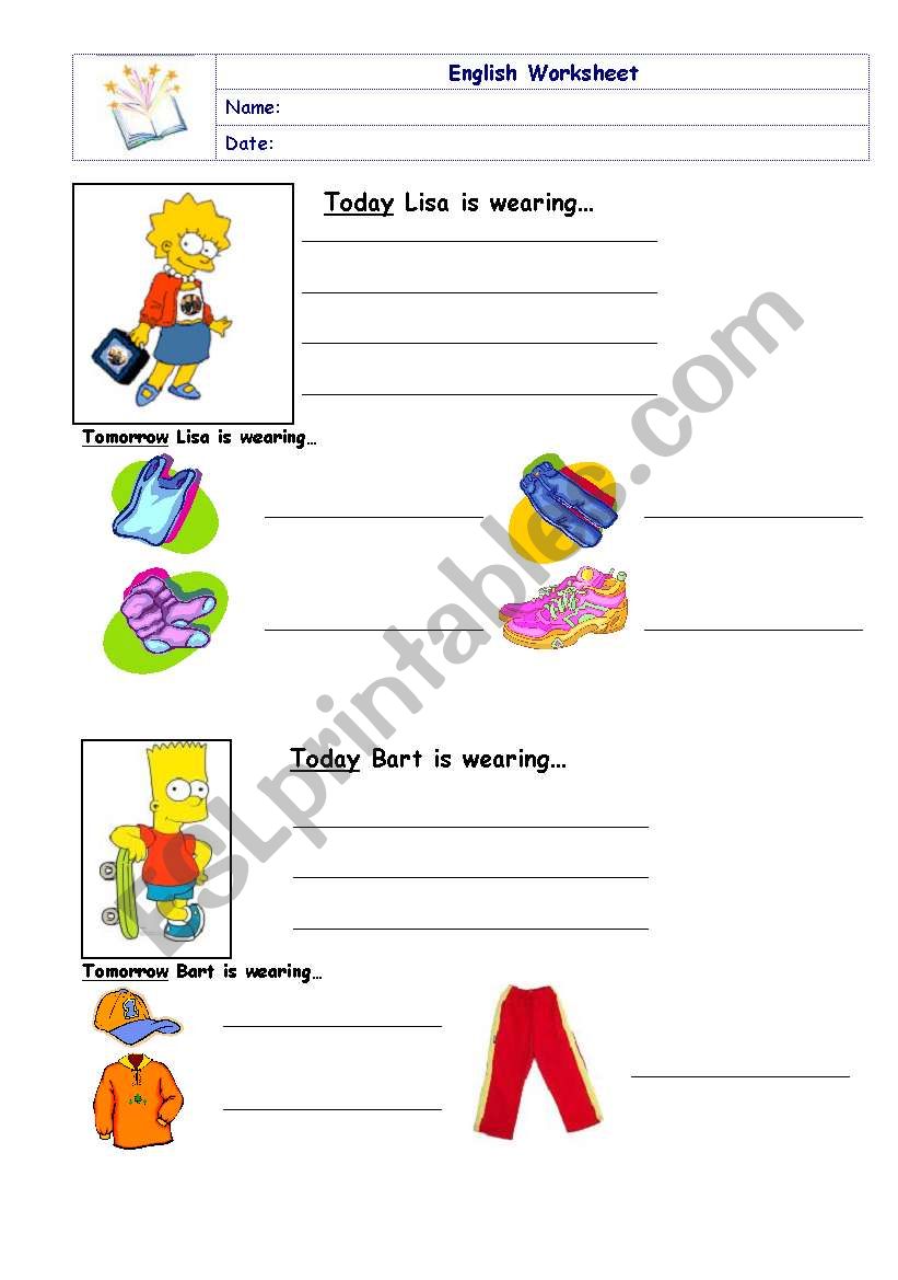 Simpsons Clothes - Part 2 worksheet