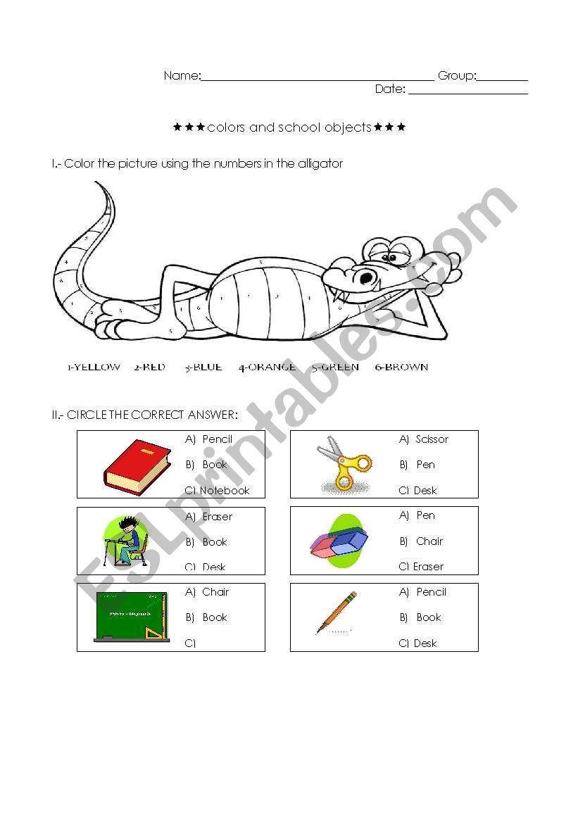 COLORS EXCERSICE worksheet