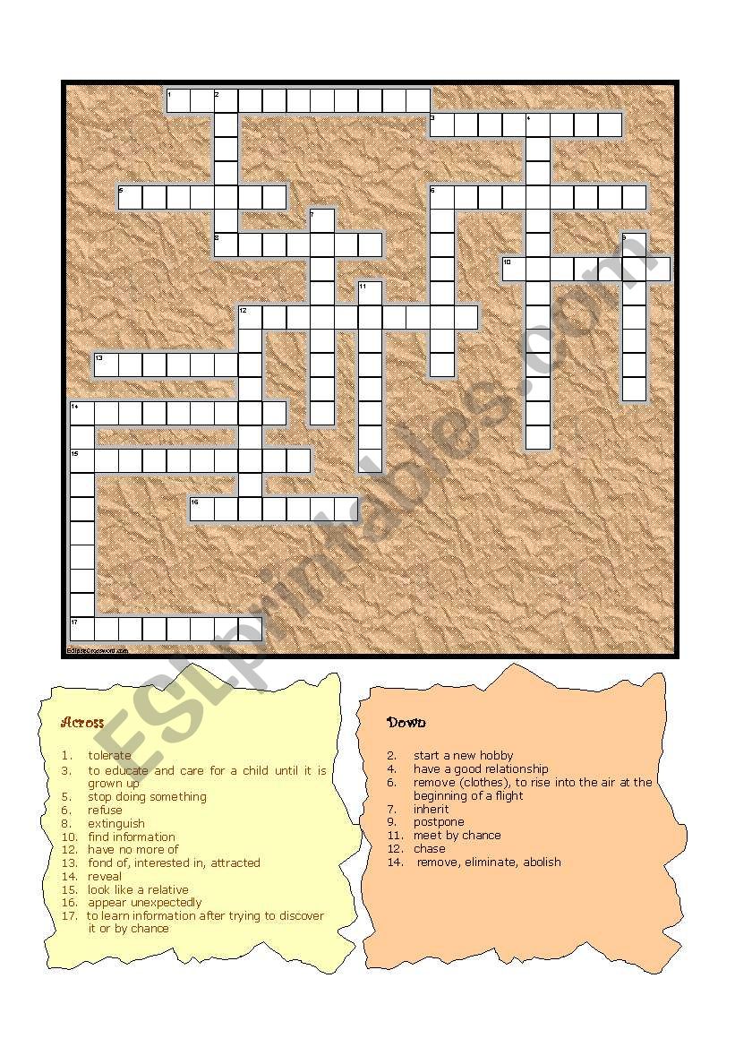 phrasal verbs crossword + ANSWERS