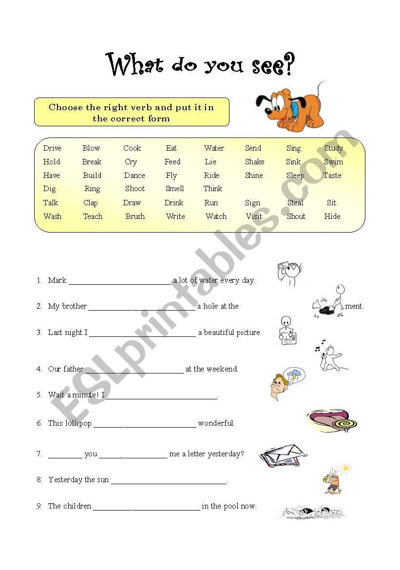 Verbs-What can you see? (4 pages)