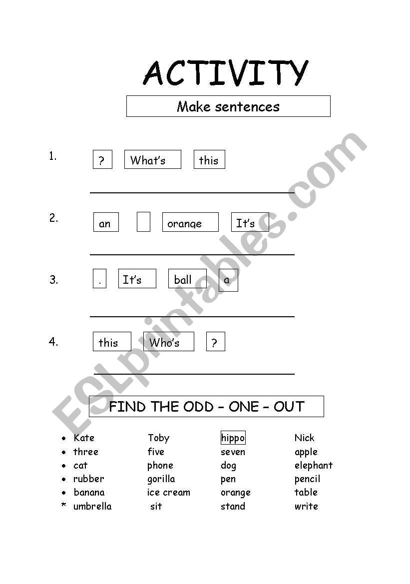 make a sentences worksheet