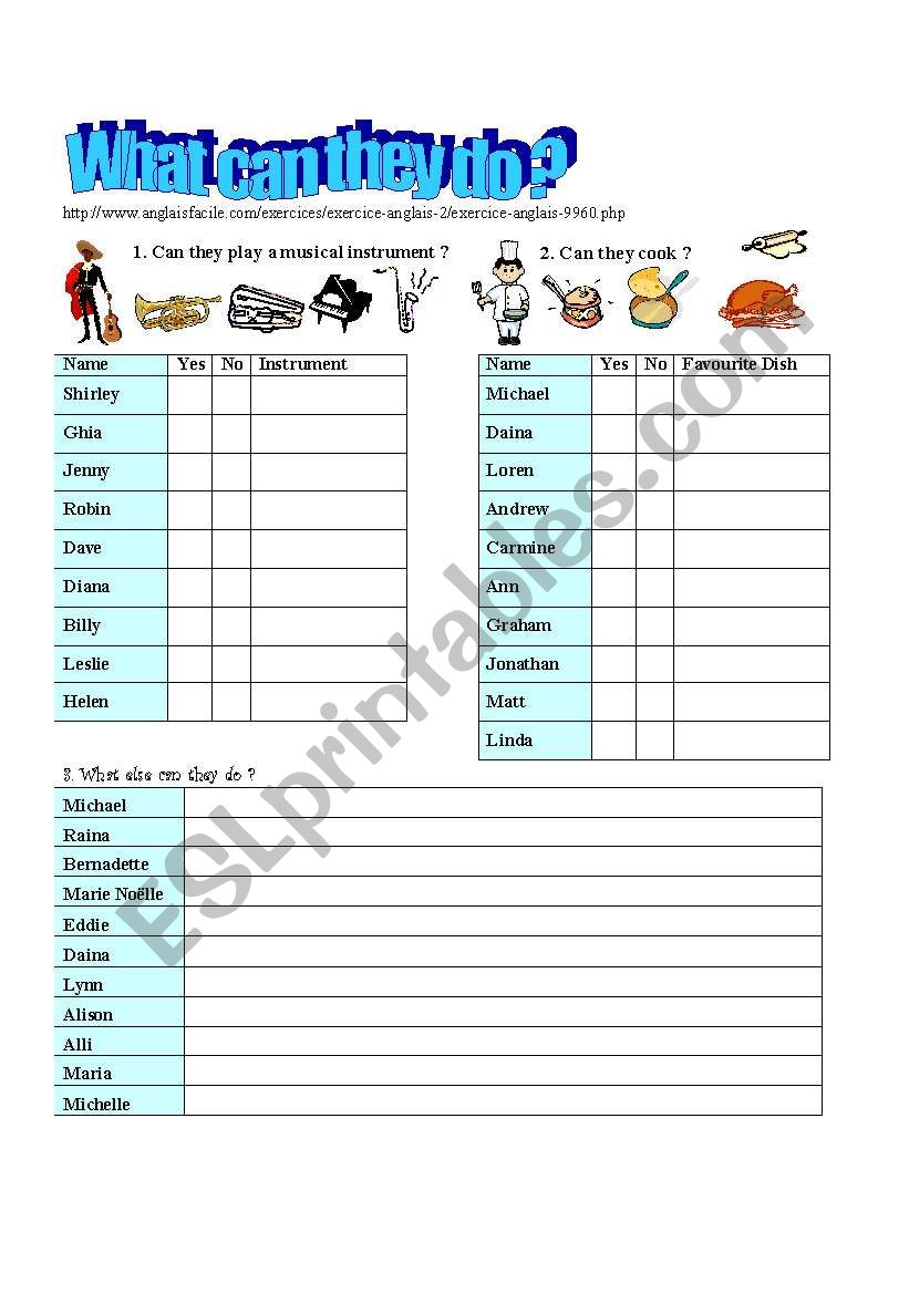 VIDEO Can / Cant worksheet