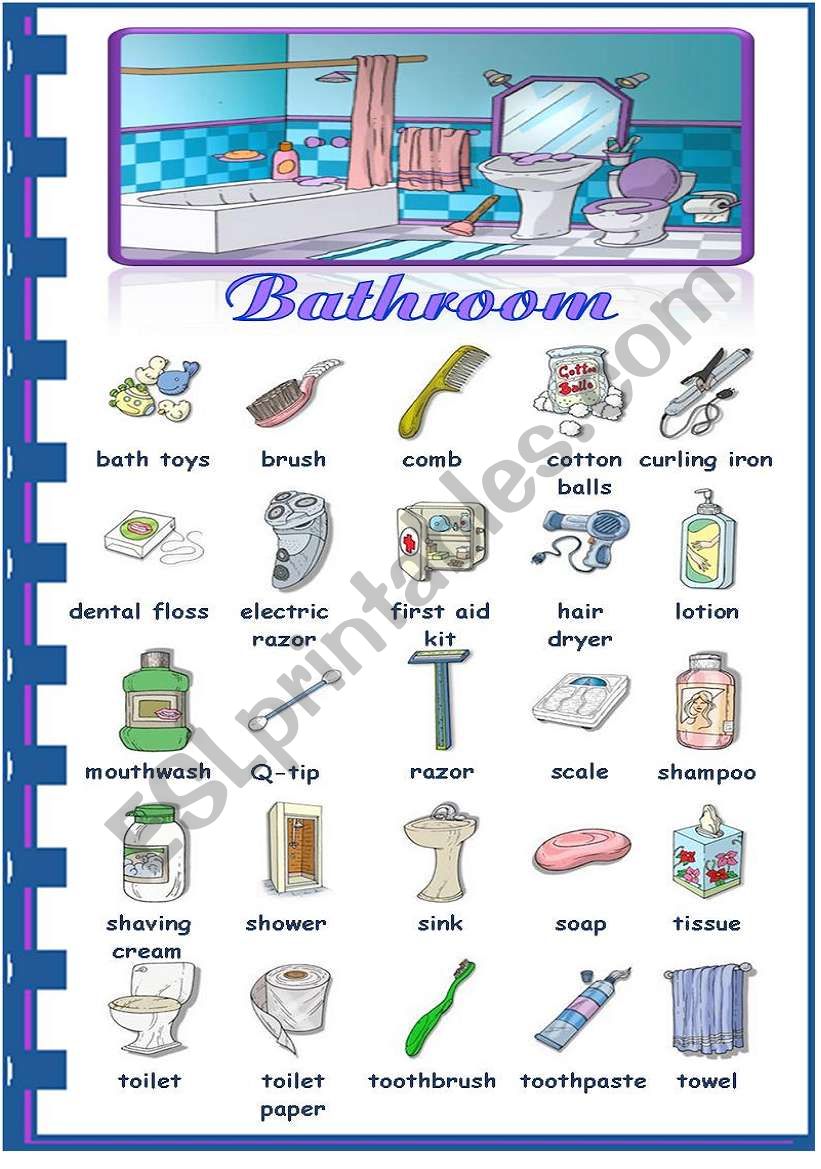 Rooms in the house - bathroom worksheet