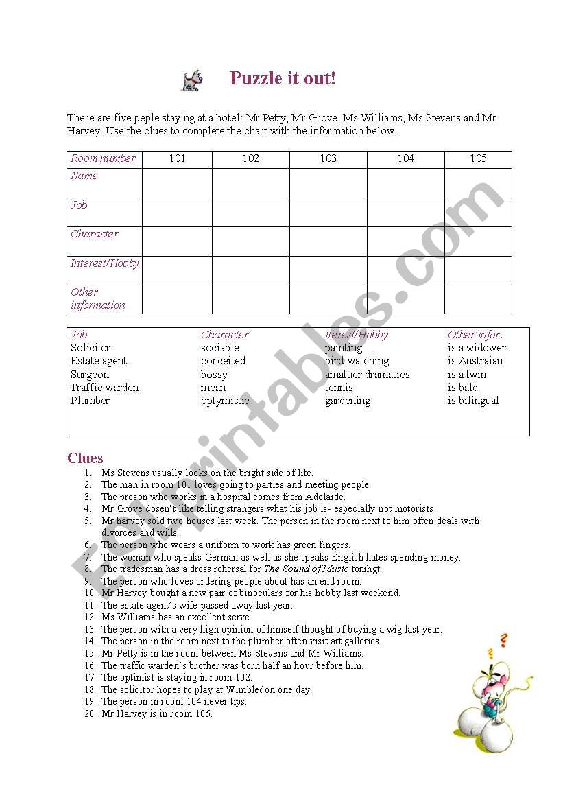 Puzzle worksheet