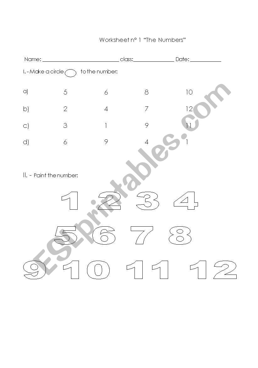 The number worksheet