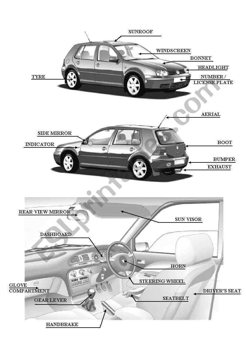 Car parts 2 worksheet