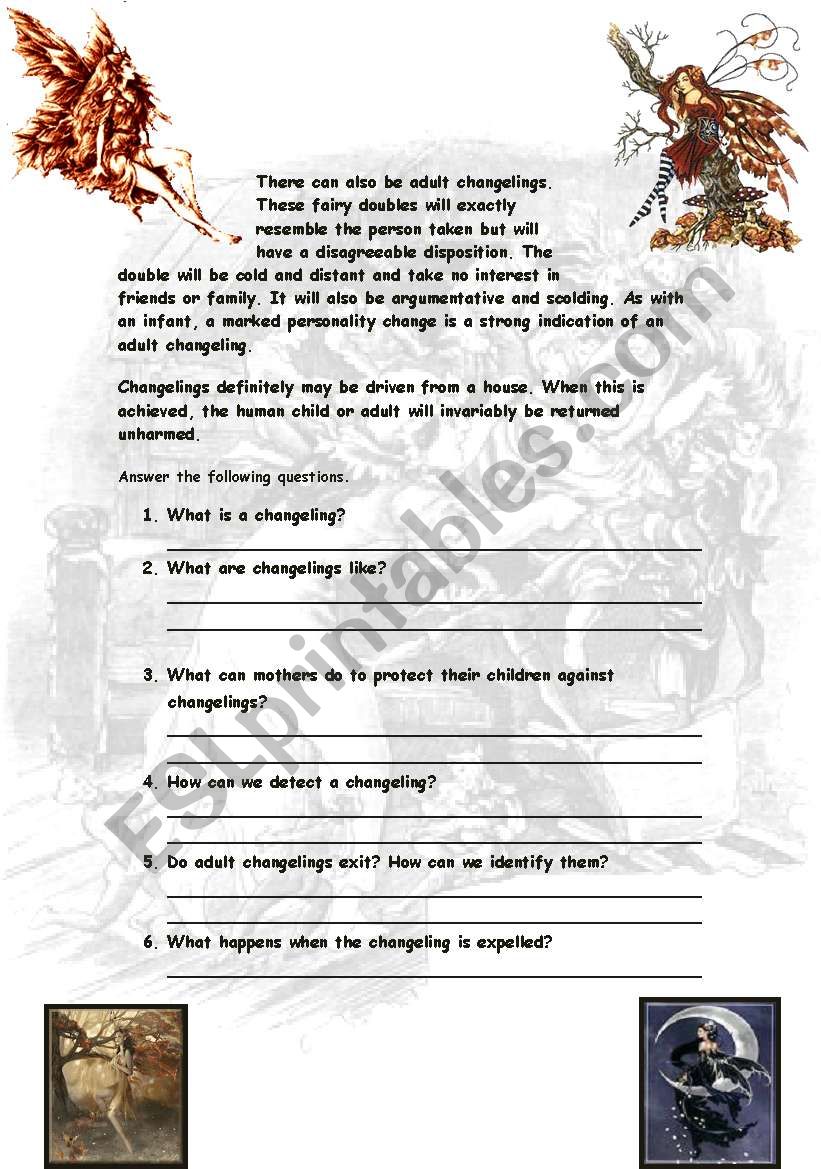 FAIRY CHANGELINGS 2 worksheet