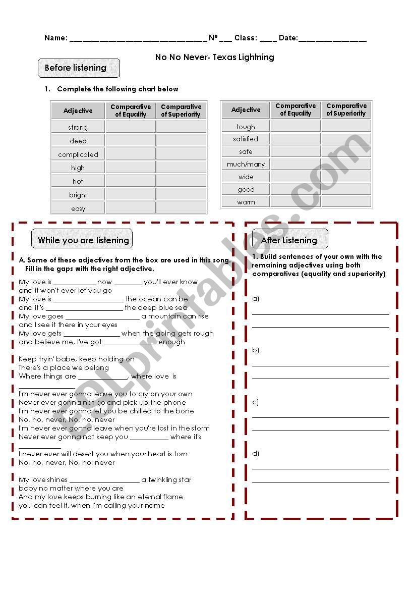 Texas Lightning worksheet