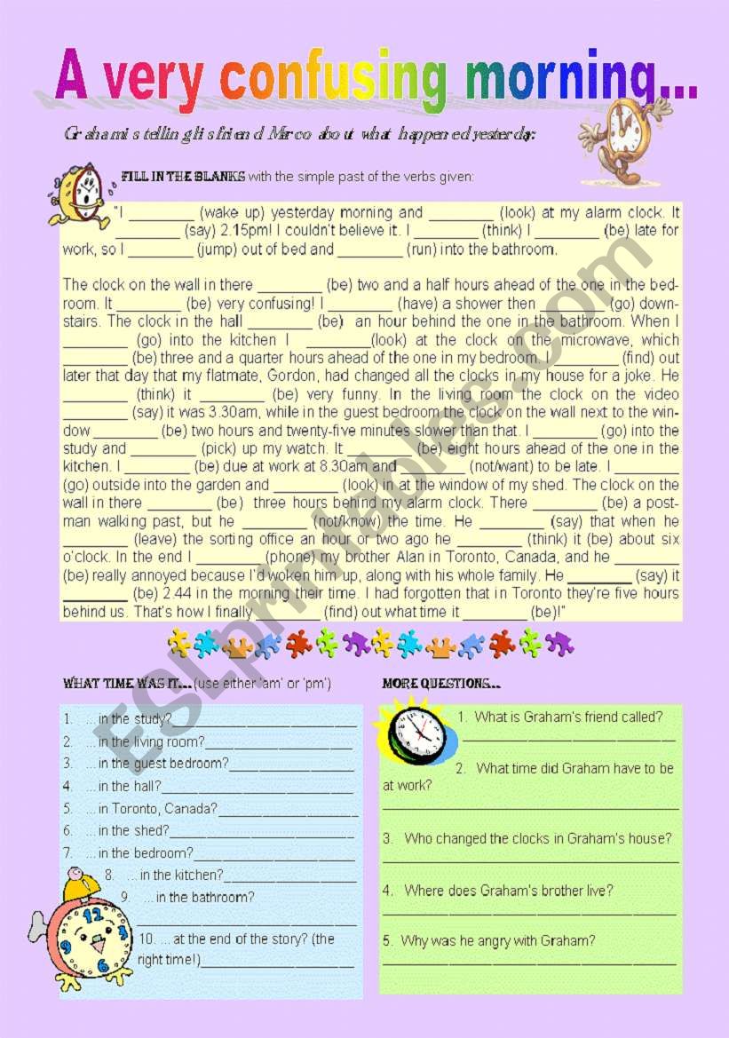 A very confusing morning... worksheet