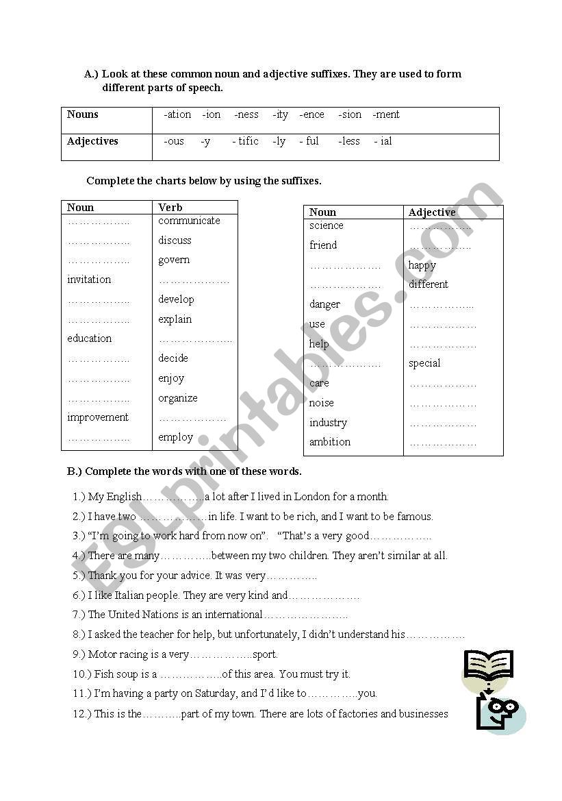 word formation- suffixes worksheet