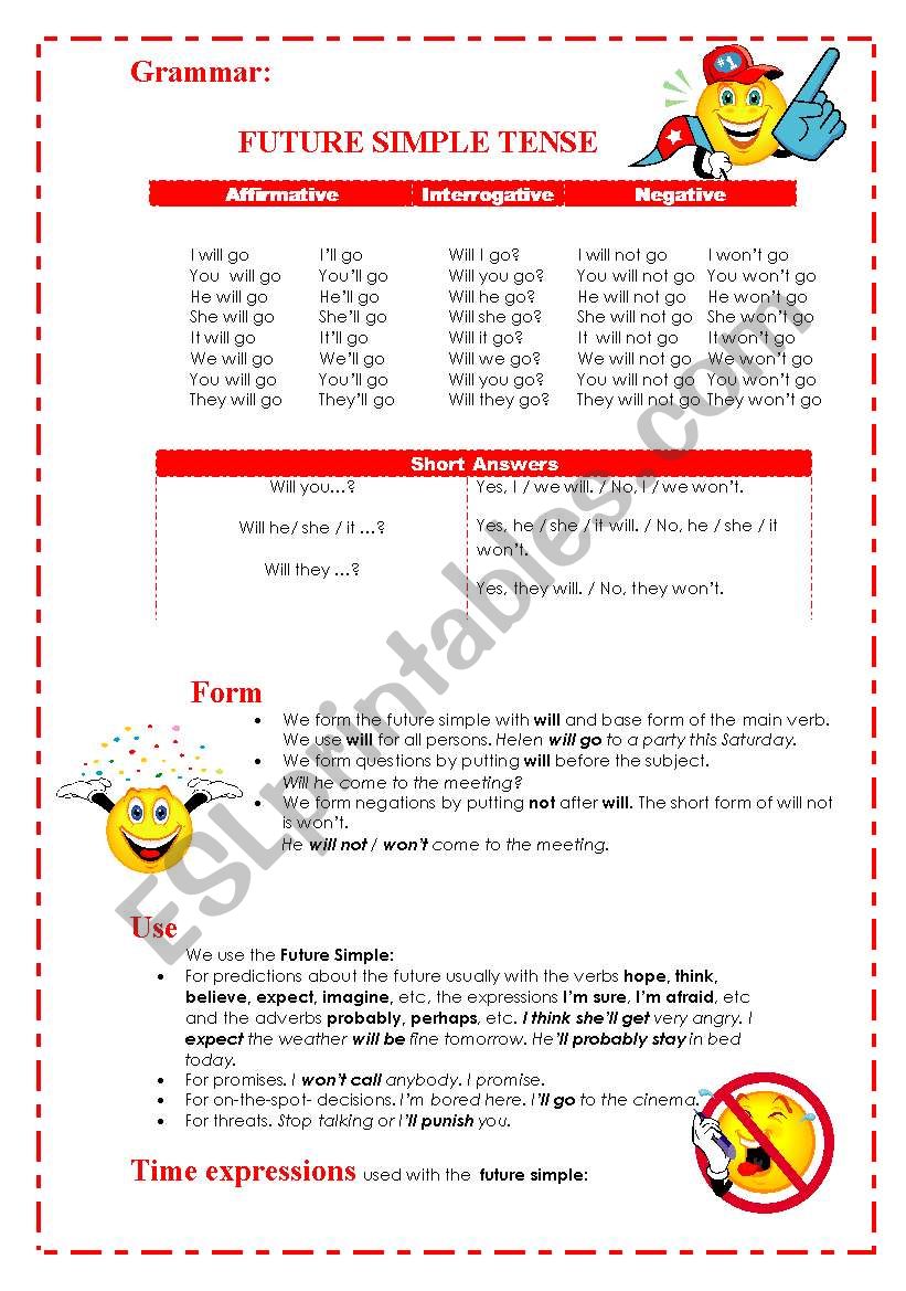 FUTURE SIMPLE worksheet