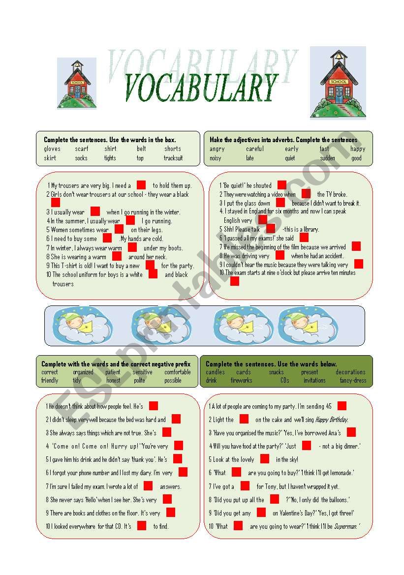Everyday vocabulary worksheet