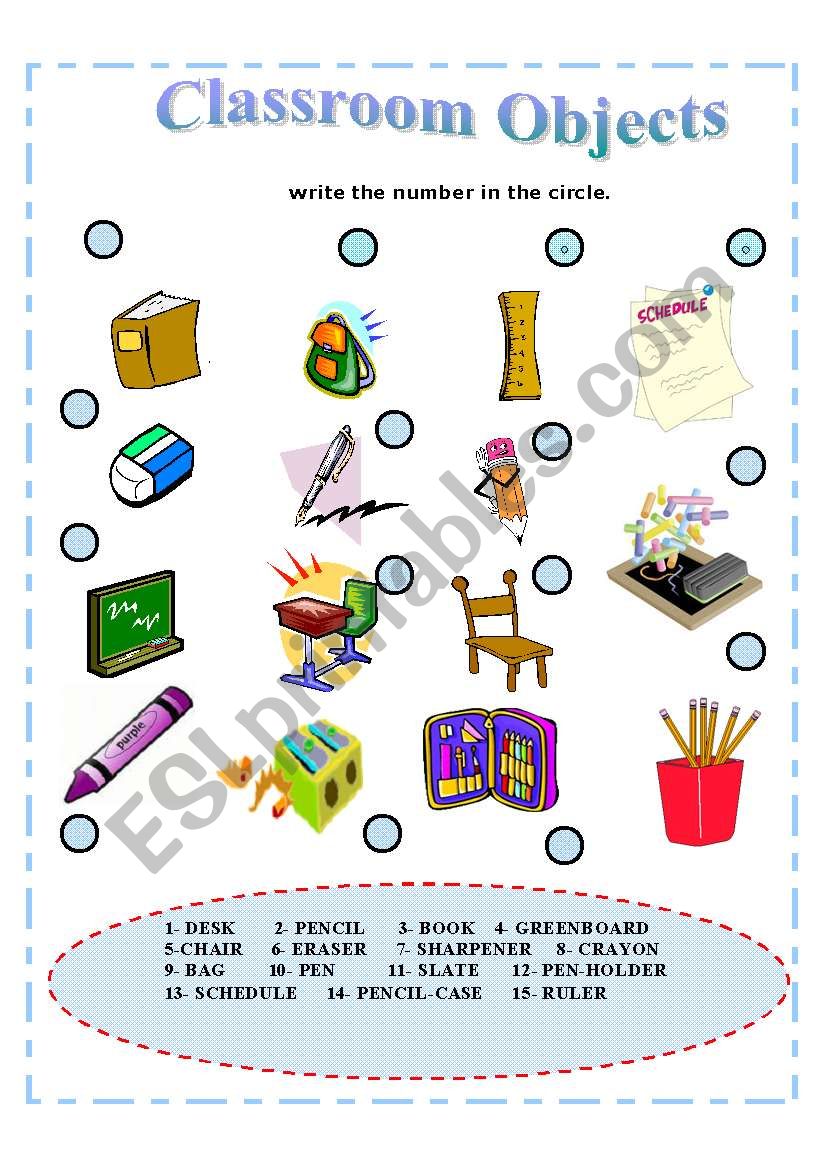 classroom vocabulary worksheet
