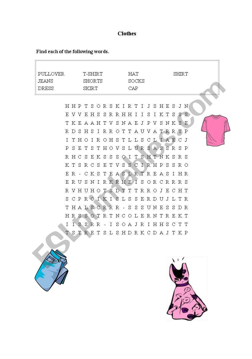 Clothes worksheet