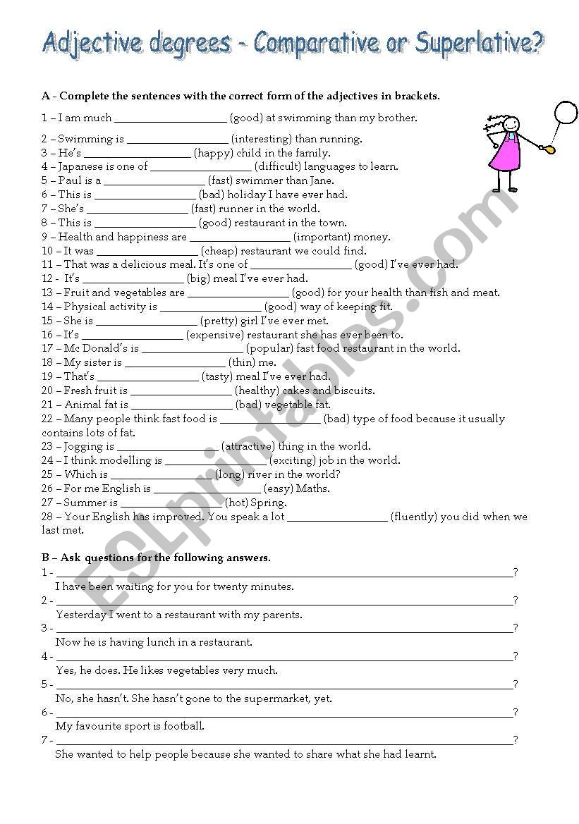 Comparatives and Superlatives worksheet