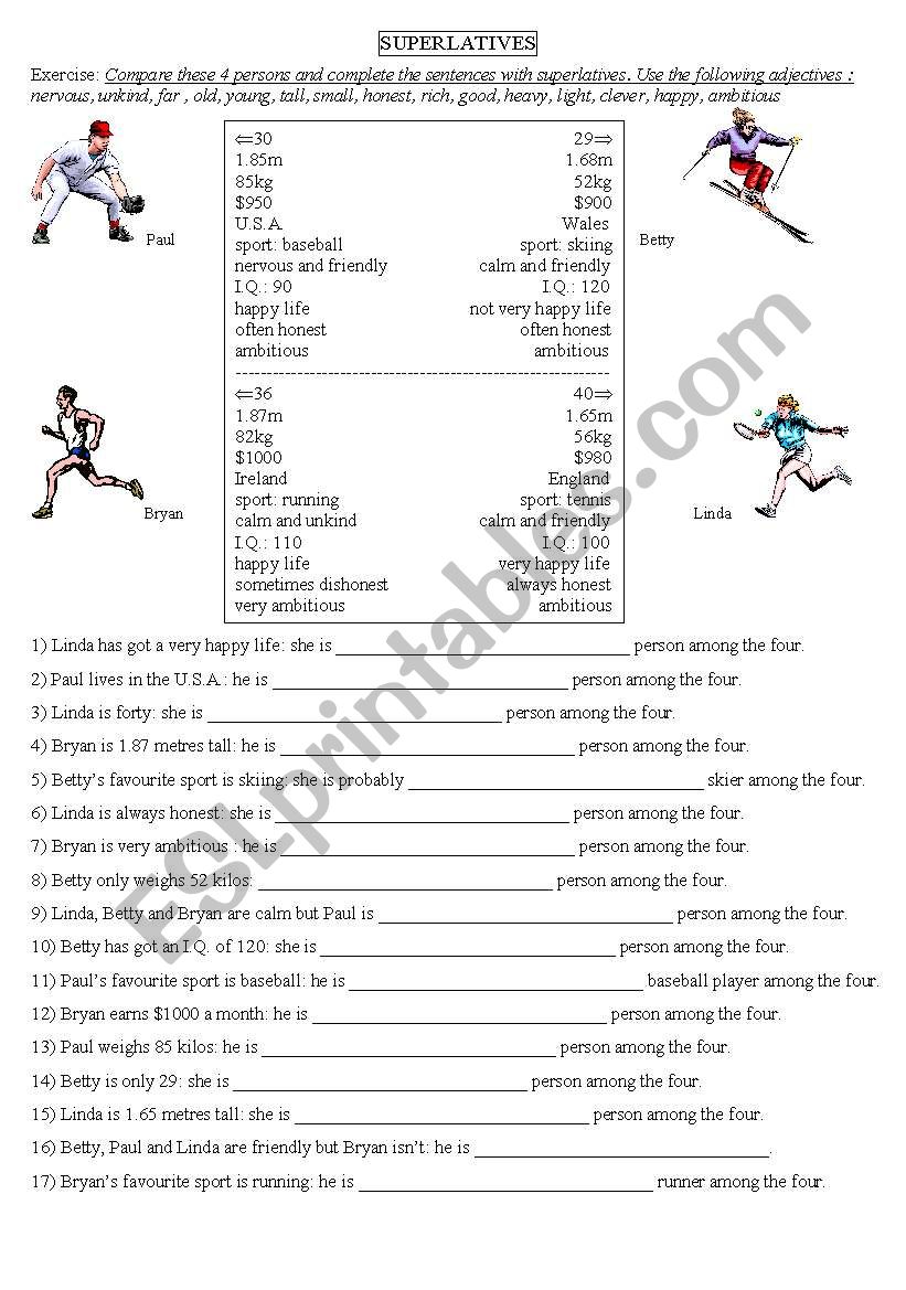 Superlatives worksheet