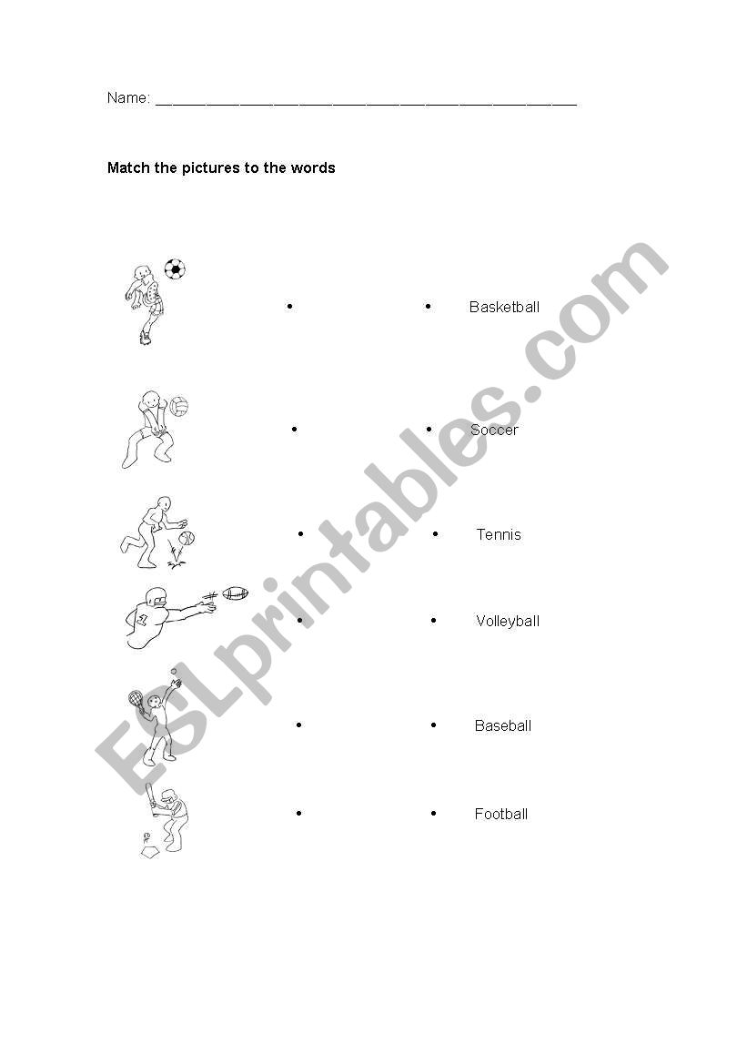 Sports worksheet