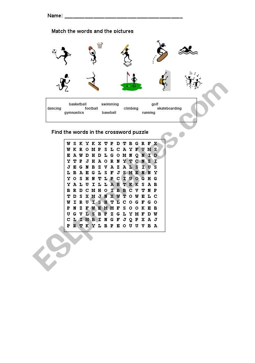 Sports worksheet