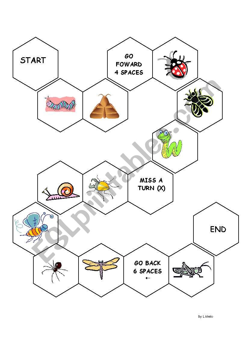 insects board game worksheet