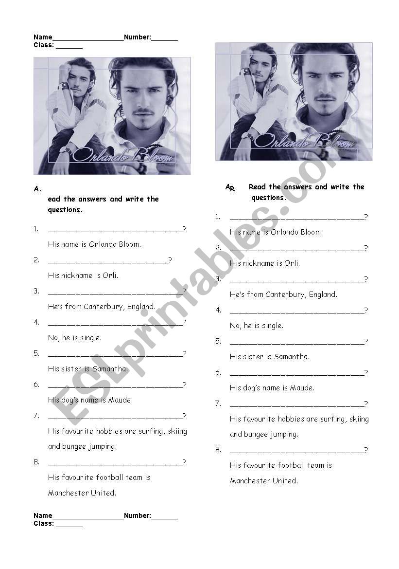 Asking questions worksheet