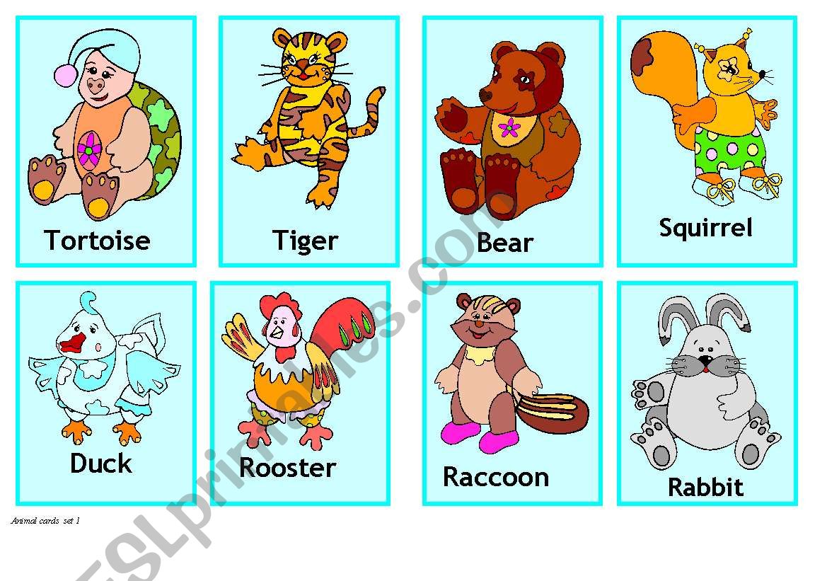 animal cards 1 worksheet