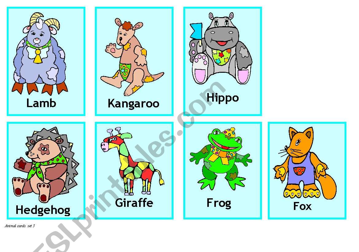 animal cards 2 worksheet